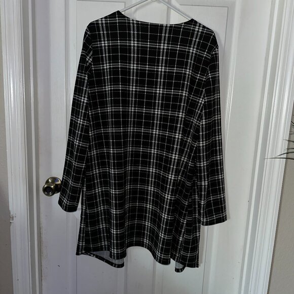 NWOT SHEIN Clasi Plus Plaid Open Front Coat Size 0XL - Picture 3 of 3